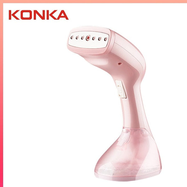 KONKA Handheld Garment Steamer 1500w Pink Ironing For Clothes 250ml Portable Home & Travel 15s Fast-Heat Household Fabric Steam