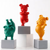 Lovely Yoga French Bulldog Statue Resin Figurines Nordic Creative Cartoon Animals Sculpture Children Room Decor Crafts