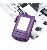 RFID Men's Card Holder Unisex Wallet Genuine Leather Business Card Holder Zipper Card Protect Case ID Bank Card Holders Purse