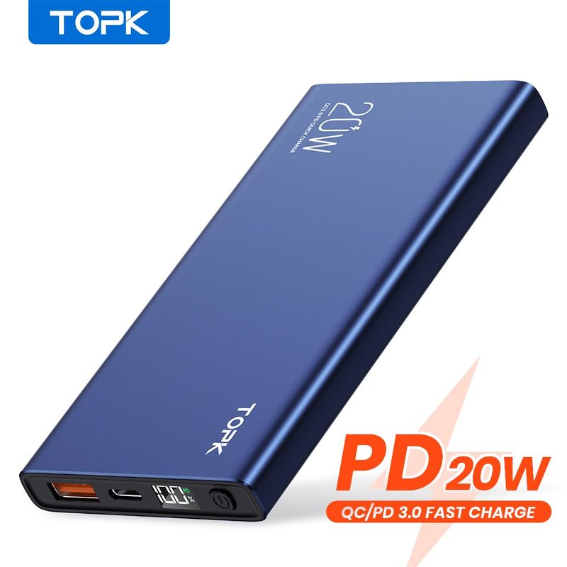 TOPK I1006P Power Bank 10000mAh Portable Charger LED External Battery PD Fast Charging PoverBank For iPhone 14 Pro Max 13 Xiaomi