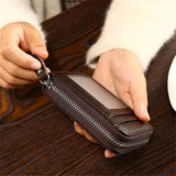 RFID Men's Card Holder Unisex Wallet Genuine Leather Business Card Holder Zipper Card Protect Case ID Bank Card Holders Purse