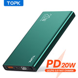 TOPK I1006P Power Bank 10000mAh Portable Charger LED External Battery PD Fast Charging PoverBank For iPhone 14 Pro Max 13 Xiaomi