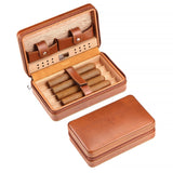 GALINER Charuto Cedar Wood Cigar Humidor Box Travel Leather Cigar Case Storage 4 Cigars Box Humidor Humidifier For Cigar