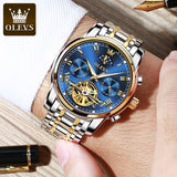 OLEVS Men's Watch Automatic Mechanical Watch Stainless Top Brand Luxury Moon phase SkeletonTourbillon Wristwatch