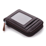 RFID Men's Card Holder Unisex Wallet Genuine Leather Business Card Holder Zipper Card Protect Case ID Bank Card Holders Purse