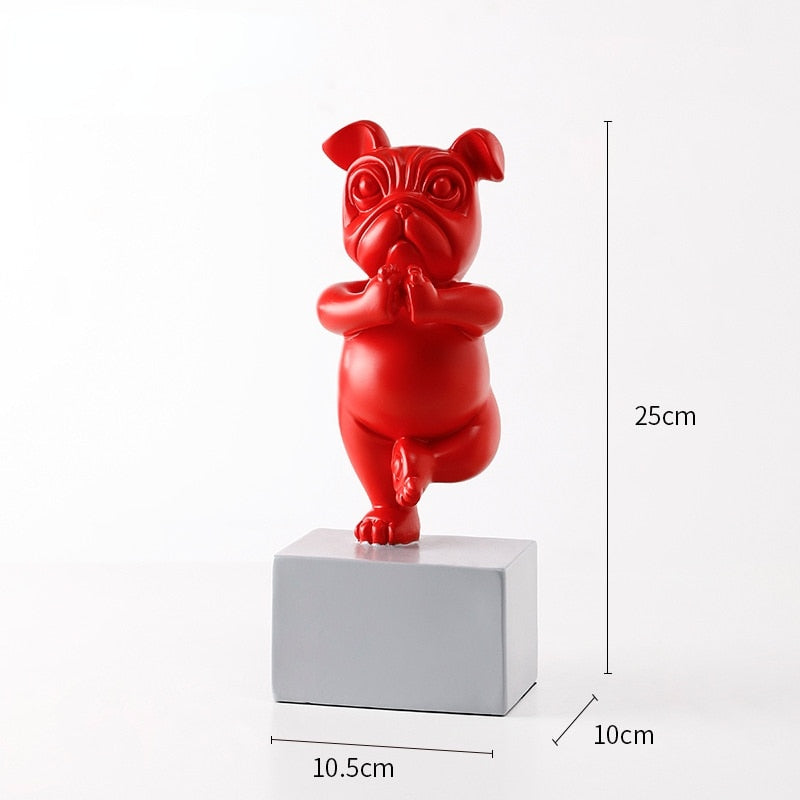 Lovely Yoga French Bulldog Statue Resin Figurines Nordic Creative Cartoon Animals Sculpture Children Room Decor Crafts