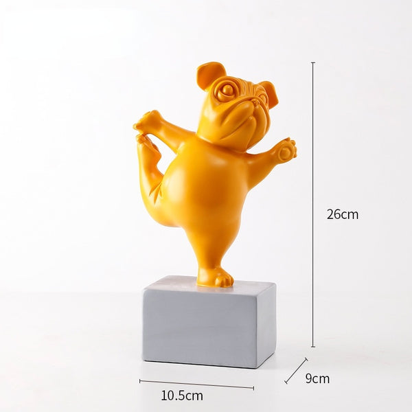 Lovely Yoga French Bulldog Statue Resin Figurines Nordic Creative Cartoon Animals Sculpture Children Room Decor Crafts