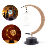 USB LED Moon Sepak Takraw Lamp Line Rattan Handmade Hemp Rope Wrought Iron Night Light Home Decoration Sleeping Lantern Light