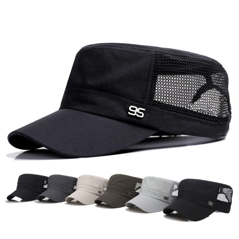 Adjustable Outdoor Baseball Cap Breathable Flat Mesh Hat Sun Hats for Men