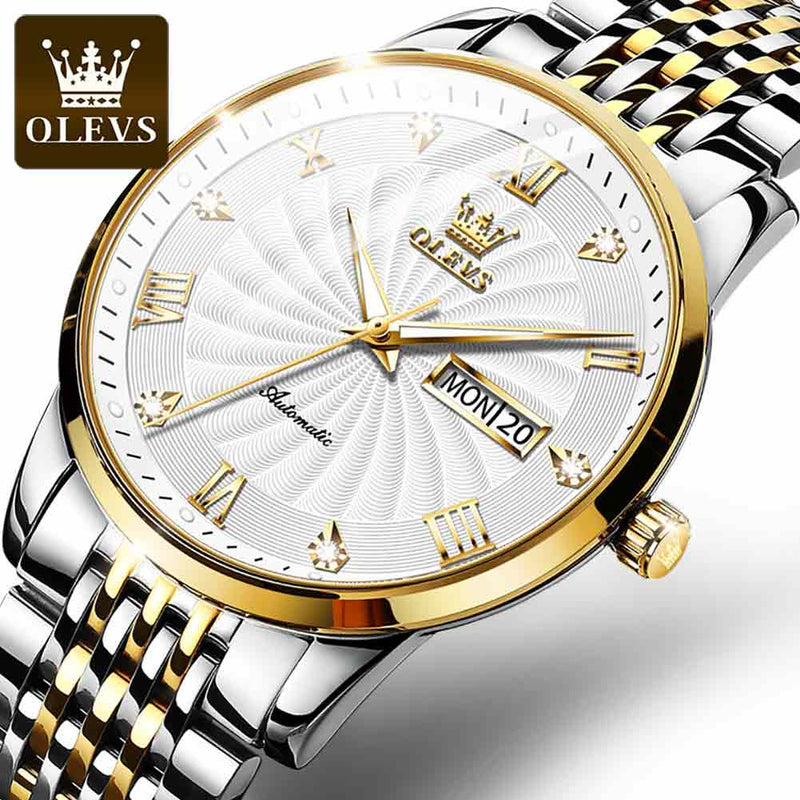 OLEVS Men Mechanical Watch Top Brand Luxury Automatic Watch Sport Stainless Steel Waterproof Watch Men