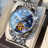 OLEVS Men's Watch Automatic Mechanical Watch Stainless Top Brand Luxury Moon phase SkeletonTourbillon Wristwatch