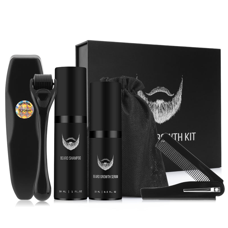 Beard Growth Kit Hair Growth Enhancer Thicker Oil Nourishing Leave-in Conditioner Beard Grow Set with Beard Growth roller