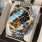 OLEVS Men's Watch Automatic Mechanical Watch Stainless Top Brand Luxury Moon phase SkeletonTourbillon Wristwatch