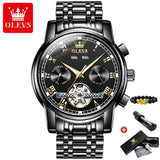 OLEVS Original Watch For Men Automatic Mechanical Watch Top Brand Luxury Tourbillon Wristwatch Classic Male Black Watches  6607