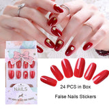 New Hot Reusable Stick-On-Nails 24PCS Reusable Full Cover False Nail Artificial Tips Press On Nails Art Stick on Nails Tips