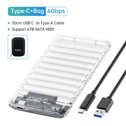 ORICO Transparent HDD Case SATA to USB 3.0 Hard Drive Case External 2.5 & 39 HDD Enclosure for HDD SSD Disk Case Box Support UASP