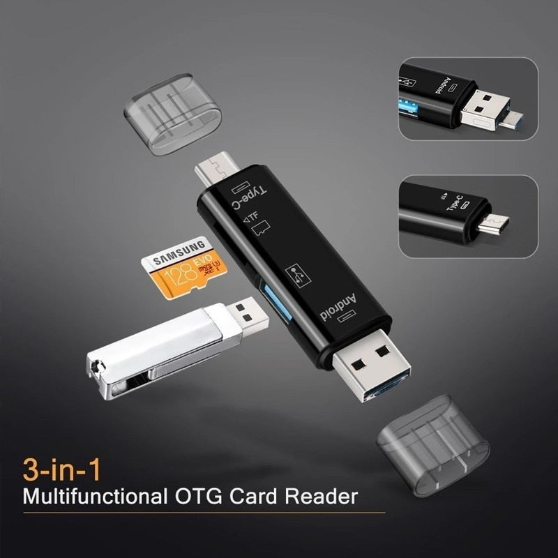 5 in 1, Multifunctional USB Type C/USB/Micro USB/TF/SD Card Reader Memory - Findsbyjune.com