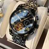 OLEVS Men's Watch Automatic Mechanical Watch Stainless Top Brand Luxury Moon phase SkeletonTourbillon Wristwatch