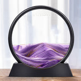 Moving Sand Art Picture Round Glass 3D Hourglass Deep Sea Sandscape In Motion Display Flowing Sand Frame 7/12inch For home Decor