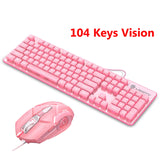 Cute Pink Wired Keyboard and Mouse Set