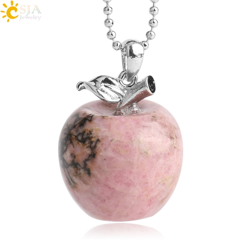 3pcs Crystal Apple Pendant Natural Gemstone Pendants