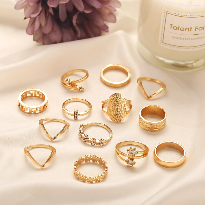 13 Piece Medallion Ring Set With ® Crystals 18K Gold Plated Ring in 18K Gold Plated