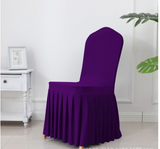 3pcs Wedding Spandex Chair Cover With  Pleated Ruffled  Skirt