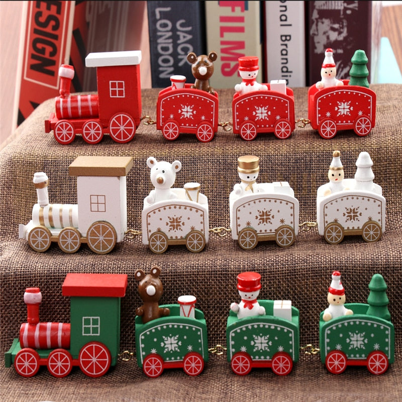 3pcs New Christmas Train Painted Wood Christmas Decoration