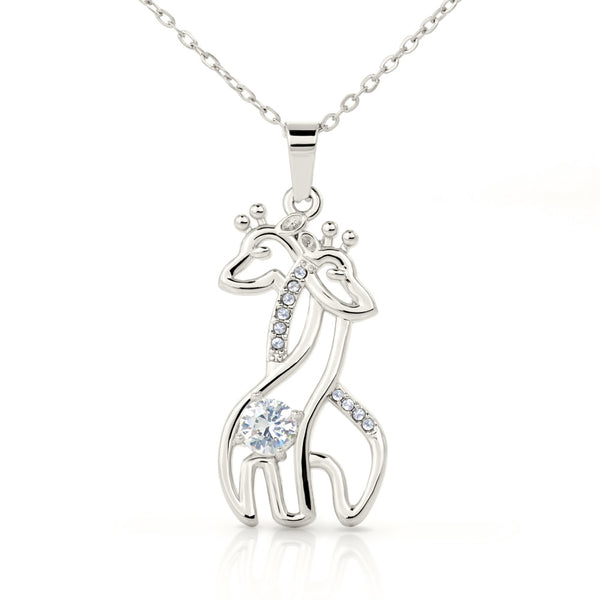 18K White Gold Plated Mom And Child's Love Necklace