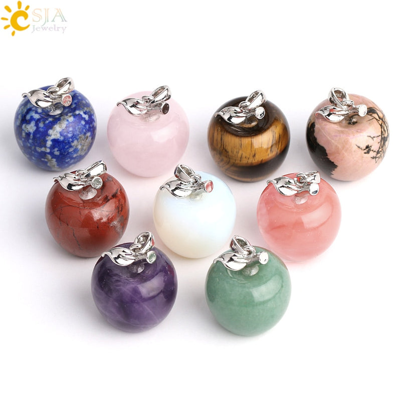 3pcs Crystal Apple Pendant Natural Gemstone Pendants