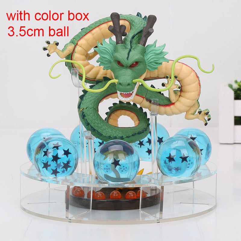 15cm Dragon Ball Z Action Figure Green Shenron Shenlong PVC Figures Toys 7Pcs 3.5cm Dragon ball Z Crystal Balls And Shelf Gift