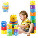 8PCS Educational Baby Toys 6Month Figures Letters Folding Stack Cup Tower