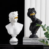 Black & White David Resin Statue Sculpture Home Decor