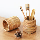 3pcs Home Storage Hand Weave Natural Rattan Baskets Organizer