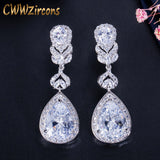 Crystal Bridal Long Round Pear Drop Earrings