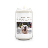 " All You Need Is Love and a Dog " Design Scented Candle, 13.75oz Holiday Gift Birthday Gift Comfort Spice Scent Sea Breeze Vanilla Bean