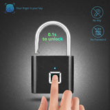 Towode Keyless USB Rechargeable Door Lock Fingerprint Smart Padlock Quick Unlock Zinc alloy Metal Self Developing Chip