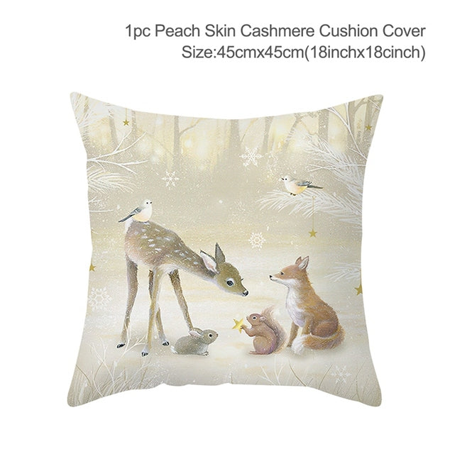 3pcs Christmas Elk Tree Cushion Pillow Cover