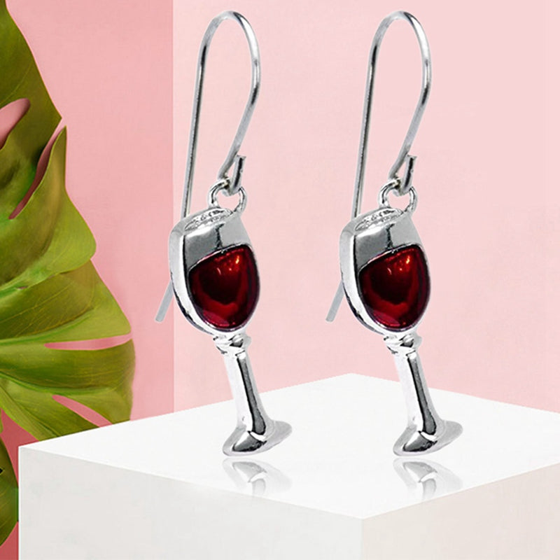 3pcs Fabulous Red Wine Goblets Stud Earrings