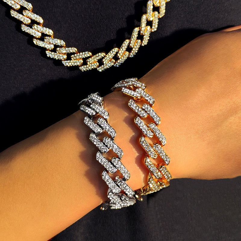 3pcs Crystal Cuban Link Bracelet Fashion Accessories