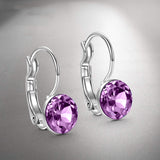 Ametheyst Mini Baby Leverback 0.8" Earring in 18K White Gold Filled