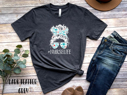 Messy Bun Nurse Life Short Sleeve Shirt