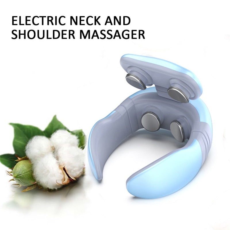 Smart 4D Magnetic Pulse Heated Electric Shoulder Neck Massager Fatigue Pain Relief Cervical Massage with Remote Control