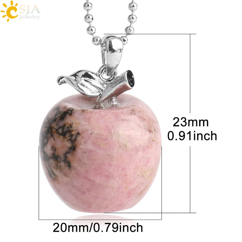 3pcs Crystal Apple Pendant Natural Gemstone Pendants