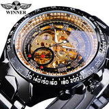 Self-Winding Mechanical Sport Design Golden Men's Stainless Steel Watch