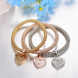 3PC Set Toned Diamond Cut Heart Love in Heart Bracelet Set