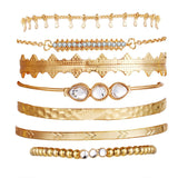 7 Piece Geometric Bangle Set With Austrian Crystals 18K Gold Plated Bracelet