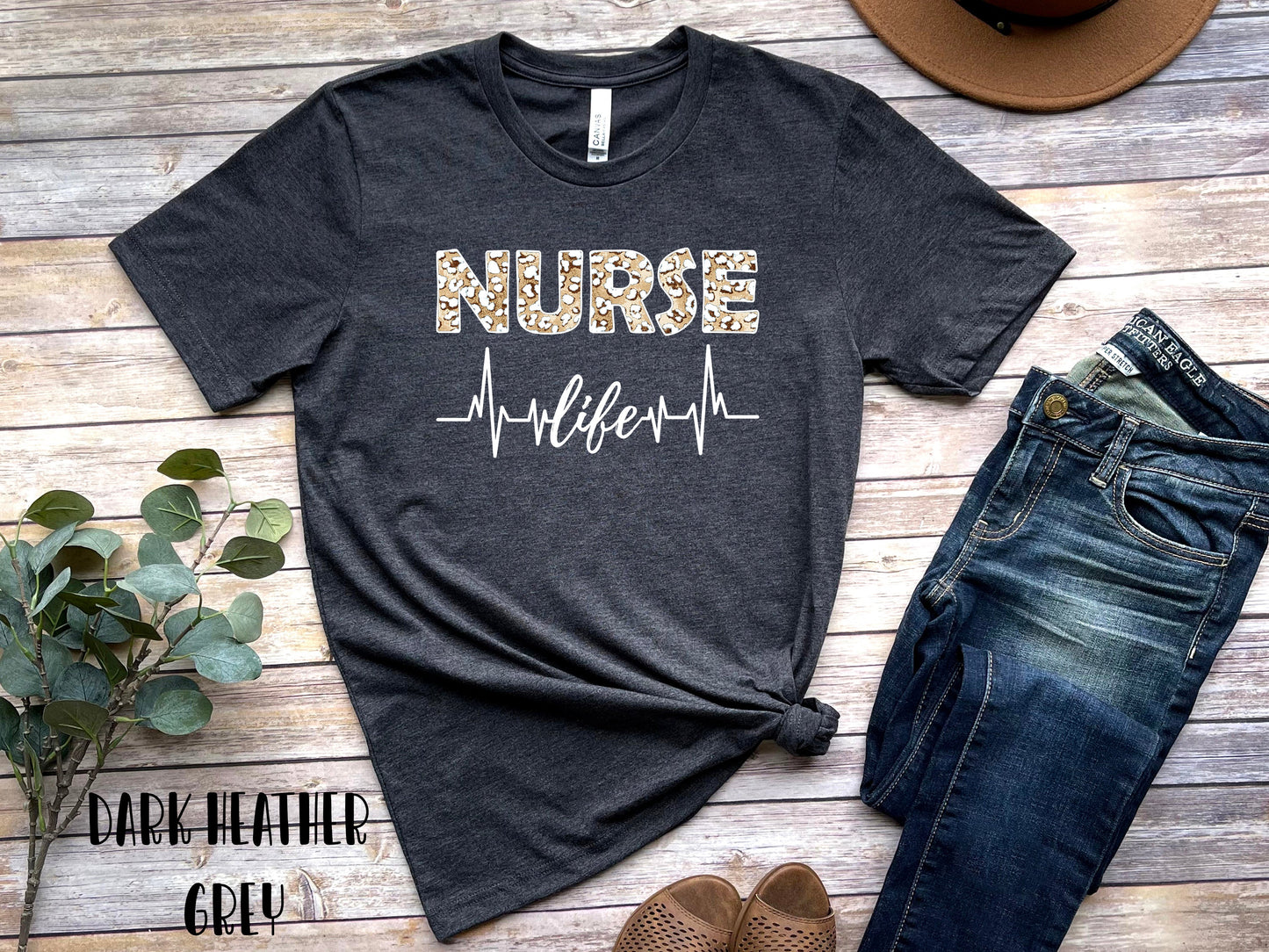 Leopard Nurse Life Short Sleeve Shirt