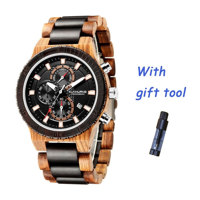 Natural Wooden Bamboo Strap Men's Quartz Watch