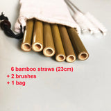 Set of 10 Natural organic bamboo straw set reusable, biodegradable and natural